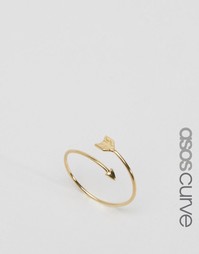 Позолоченное серебряное кольцо со стрелой ASOS CURVE - Золотой