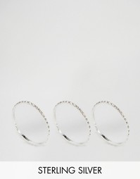 Набор из 3 серебряных колец ASOS - Серебряный