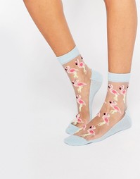 Прозрачные носки с фламинго ASOS - Мульти
