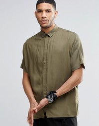 Oversize-рубашка цвета хаки с рукавами летучая мышь ASOS - Хаки