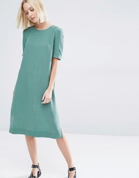 Шелковое платье миди Selected Alice - Зеленый