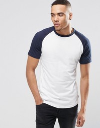 Футболка с контрастными рукавами реглан Jack &amp; Jones - Темно-синий