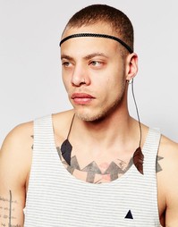 Черная кожаная повязка на голову с отделкой перьями ASOS - Черный