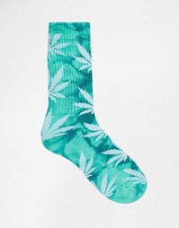 Носки с рисунком тай-дай HUF Plantlife - Зеленый
