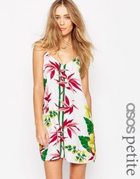 Платье на бретельках с тропическим принтом ASOS PETITE - Мульти