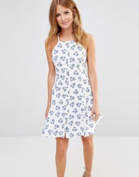 Платье мини с цветочным принтом и пуговицами Millie Mackintosh - Синий