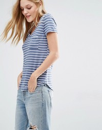 Свободная полосатая футболка с V-образным вырезом Abercrombie &amp; Fitch