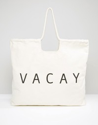 Пляжная сумка с ручками из веревки Monki Vacay - Кремовый