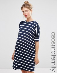 Платье-футболка в полоску для беременных ASOS Maternity