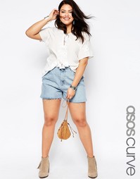 Джинсовые шорты с разрезами по бокам ASOS CURVE - Светло-голубой