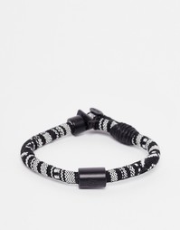 Черный плетеный браслет с ацтекским узором Icon Brand - Черный