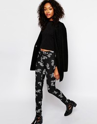 Брюки с принтом кот Monki - Черный