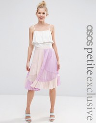Плиссированная юбка миди с прозрачной вставкой ASOS PETITE - Розовый