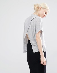 Футболка с запахом сзади Monki - Серый