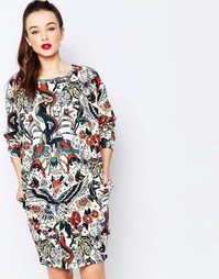 Платье‑футболка в стиле oversize с дизайном в виде тату Love Moschino