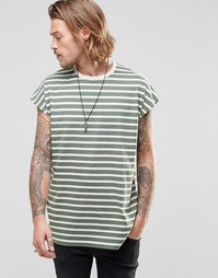 Свободная футболка без рукавов в полоску ASOS