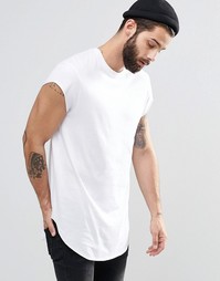 Белая супердлинная футболка с асимметричным краем ASOS - Белый