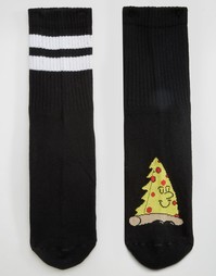 Комплект из 2 пар носков с узором пицца ASOS - Черный