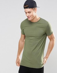 Зеленая эластичная футболка ASOS - Мох