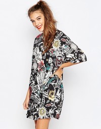 Платье-футболка большого размера с принтом Love Moschino - Чрн принт