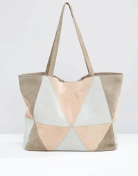 Замшевая сумка-шоппер в стиле пэчворк ASOS - Мульти
