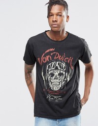 Футболка с принтом черепа Von Dutch - Черный