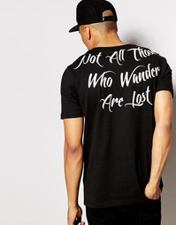 Супердлинная футболка с глубоким вырезом ASOS - Черный