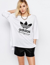 Свободная футболка с логотипом-трилистником adidas Originals - Белый