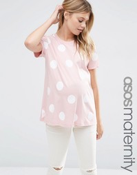 Футболка в розовый горошек для беременных ASOS Maternity - Розовый