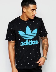 Футболка в горошек с трилистником adidas Original AO0549 - Черный