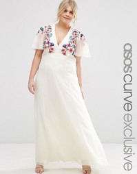 Платье макси с вышивкой крестиком ASOS CURVE - Мульти