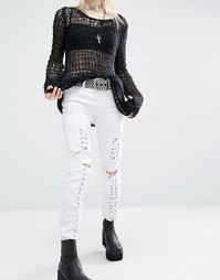 Джинсы скинни с заниженной талией и шнуровкой Tripp NYC - Белый