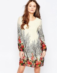 Цельнокройное платье с длинными рукавами Yumi - Кремовый