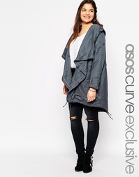 Парка с каскадной драпировкой ASOS CURVE - Slate