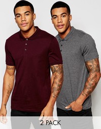 2 трикотажных поло (серое/бордовое) ASOS - СКИДКА 15%