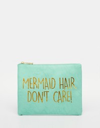 Косметичка со слоганом ASOS Mermaid - Бледно-синий