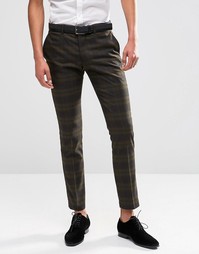Стретчевые брюки скинни в клетку Selected Homme - Хаки