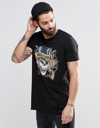 Футболка с принтом Guns N' Roses и рваной отделкой ASOS - Черный