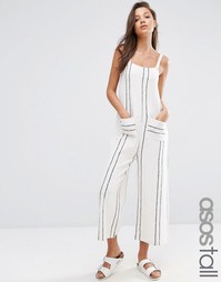 Полосатый комбинезон на лямках с юбкой-шортами ASOS TALL