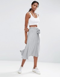 Расклешенная юбка миди с узелком ASOS - Серый меланж