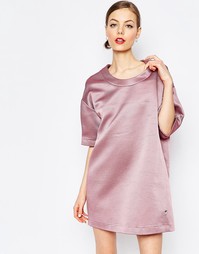 Фактурное оversize-платье цвета металлик Love Moschino - Розовый