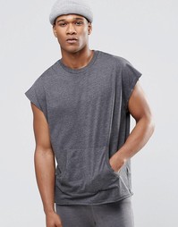 Oversize-футболка в стиле casual с карманом‑кенгуру ASOS - Серый