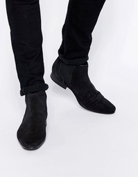 Ботинки челси из фактурной кожи в ромбик ASOS - Черный