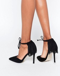 ALDO Venosta Black Heeled Fringe Lace Up Pump - Черный