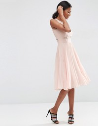 Платье миди со складками ASOS - Телесный