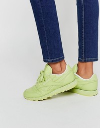 Зеленые кожаные кроссовки Reebok