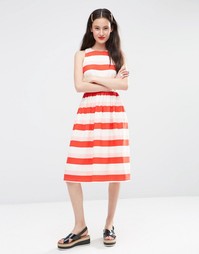 Платье миди в полоску ASOS - Красный принт