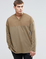 Oversize-лонгслив с тканой кокеткой ASOS - Рыжий