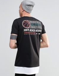 ASOS Super Longline T-Shirt With Basketball Back Print And Hem Extende