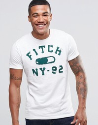 Облегающая футболка с состаренным принтом Abercrombie &amp; Fitch - Белый